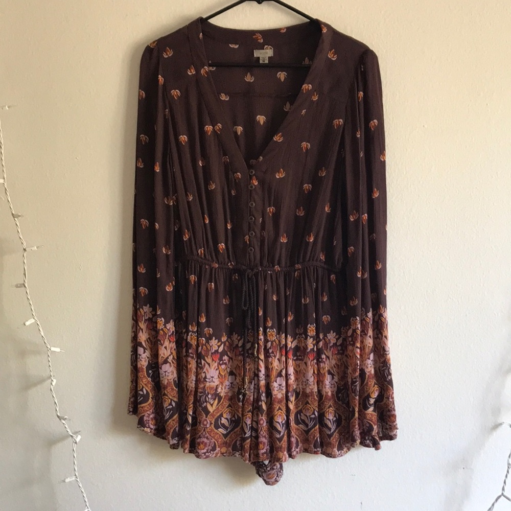 Brown floral romper